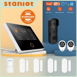 Alarm systems Staniot WiFi Tuya Smart Home Burglar Kit Wireless Security Protection System 43" IPS Touch Screen Builtin 10 Languages 230727
