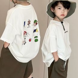 Tshirts Summer Childrens Cartoon Characters Boys And Girls Loose Crewnecks Short Sleeves American High Street Tops 230728