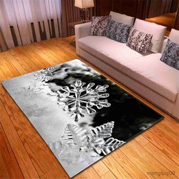 Carpets Snowflake Carpets Kids Bedroom Mat Corridor Bedside Kitchen Area Rug Soft Anti-slip Home Decor Christmas Carpets for Living Room R230728