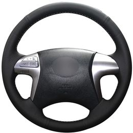 Black Synthetic Leather Car Steering Wheel Cover for Toyota Fortuner Hilux 2012-2015287f
