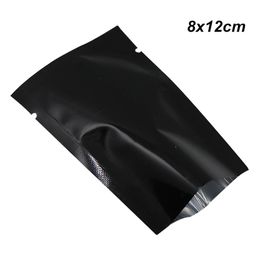 8x12 cm Black 200 Pcs Aluminum Foil Open Top Heat Seal Vacuum Pouch Vacuum Sealable Coffee Tea Food Storage Bag Mylar Foil Baggie 227V