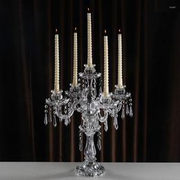 Candle Holders Menorah Crystal 5 Arms Demountable Wedding Centrepieces Candlestick Glass Home Table Decor Ornamental