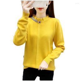 Women's Sweaters Autumn Winter Women Sweater Lotus Leaf Collar Long Sleeves Knitted Fashion Add Velvet Keep Warm Lady Cashmere Pullover