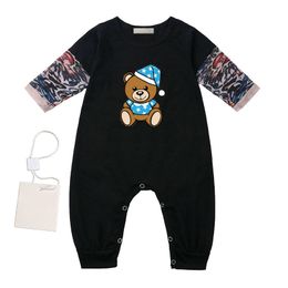 In stock kids Designer Rompers baby boy girl Long sleeve 100% cotton clothes Cartoon classic letters newborn Jumpsuits AAA