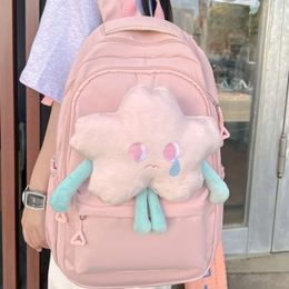 School Bags Schoolbag Girls Backpack for Middle Students with Cute Plush Stars Teenagers Daily Use Laptop 230729