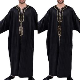 Ethnic Clothing 2022 Men Islamic Arabic Kaftan Muslim Long Sleeve Loose Abaya Robes Fashion Saudi Arabia Dubai Mens Jubba Thobe282m