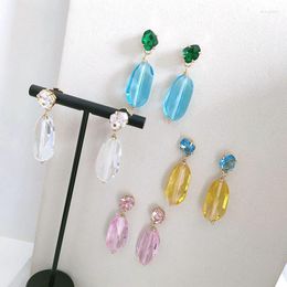 Stud Earrings Colorful Rhinestones And Translucent Resin Commuter For Women