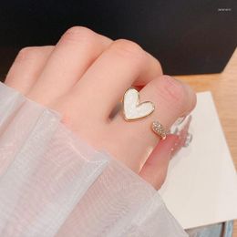 Cluster Rings Trendy Gold Colour Heart For Women Minimalist Aesthetic Drop Of Oil Open Female Dinner Party Charming Jewellery