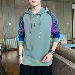 Men's Hoodies Hong Kong Style Autumn And Winter Ins Pullover Hooded Couple T-shirt Splicing Fashion Brand Sweater Korean Loose