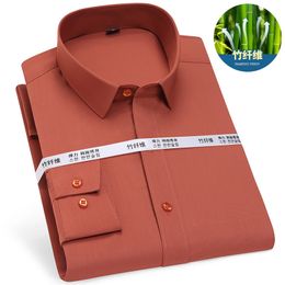 Men's Dress Shirts Men's Men Casual Long Sleeve Shirt Social Four Seasons Bamboo Fiber Non-iron Solid Color Business Men's Shirts for Men Top 230728