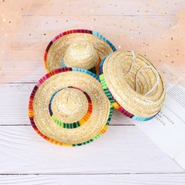 Dog Apparel 1pcs Mini Pet Dogs Straw Hat Sombrero Cat Sun Beach Party Hats Hawaii Style Mexican Cute Funny Supplies