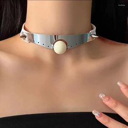 Choker KAITIN Pink Leather Rivet Necklaces For Women Personalized Design Sense Chokers Necklace Fashion Y2k Neck Jewelry Party