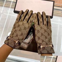 Five Fingers Gloves Women Designer Mitten Sheepskin With Box Winter Luxury Genuine Leather Brands Big Glove Warm Cashmere Inside Tou Dh45Q