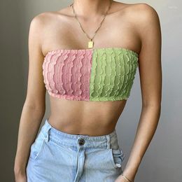 Women's Tanks 2023 Sexy Strapless Vest Block Colour Backless Sleeveless Versatile Tie Short Female Tops