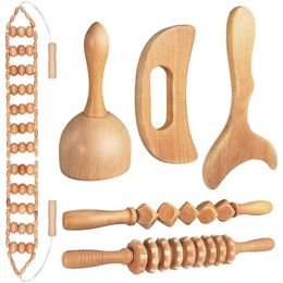 Other Massage Items Wood Therapy Tools Lymphatic Drainage Set for Body Sculpting Maderoterapia Kit Anticellulite 230728