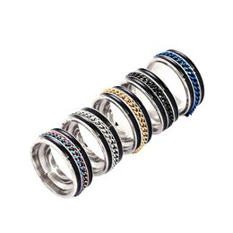 30 pcs new cool stainless steel rotating couple ring high quality rotating chain rotating ring womens and mens punk jewelry party gift
