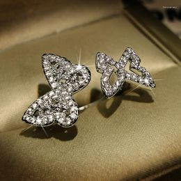 Cluster Rings Adjustable Silver Colour Butterfly With Bling Zircon Stone For Women Wedding Engagement Fashion Jewellery
