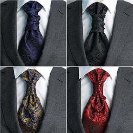 Neck Ties Tuxedo Vest Ascots Tie Cravat 10*35cm Mans Dress Suit Double Hong Kong Knot Neckwear Gentleman Neckties Party Pre-Tied Men Gift 230728