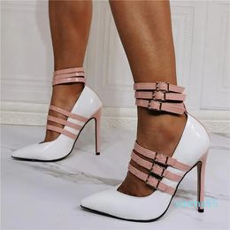 Dress Shoes Fashion leisure Great Quality Big Size Buckles Mary Janes Party Pointed Toe Thin High Heels Stiletto Woman Sexy Pumps sandals