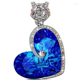 Pendant Necklaces NL-00954 Big Crystal Heart Necklace For Women Luxury Non Fading Silver Plated Summer Jewellery Valentines Day Gift