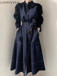 Basic Casual Dresses 2023 Spring And Autumn Korean Dress Female Fashion Temperament Loose Thin Medium Long Windbreaker Coat Vestido 230729