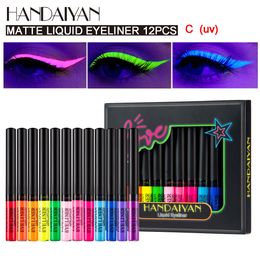 Eye ShadowLiner Combination 12 Colours Neon Eyeliner Pen Kit UV Light Pastels Pastel-Black Light Eye Makeup Waterproof Liquid Eyeliner Pencil Set Cosmetics 230728