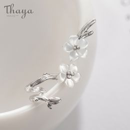 Ear Cuff Thaya White Cherry s925 Silver Earrings Flower Round Cuff Earrings For Women Elegant Fine Jewellery 230728