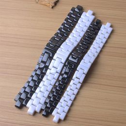 for Ceramic watch band 19mm 16mm High Quality Black White Ceramic Strap Bracelet steel buckle Deployment band polished watchbands 3100