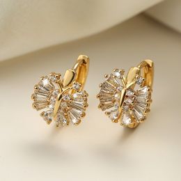 European and American zircon butterfly hoop earrings banquet wedding Jewellery anniversary gift for women lovers