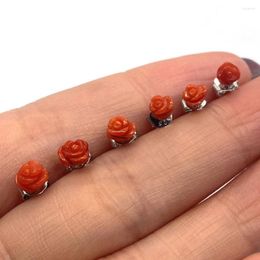 Stud Earrings Quality Natural Coral For Women Orange Jewelry Red Fashion Luxury Accessories Wedding Gifts