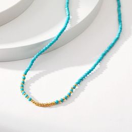 Chains Irregular Pine-stone Beaded Handmade Simple Necklace For Women Holiday OL Gift Fashion Jewelry Accessories B002