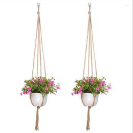 Planters Handmade Macrame Flower Pot Hanging Basket Knotted Rope Flowerpot Net Bag Horticultural Home Door Balcony Courtyard Garden Decor