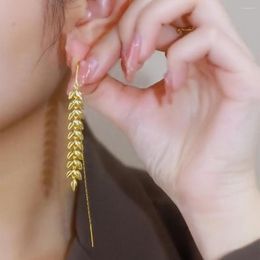 Dangle Earrings 1 Pair Elegant Wheat Design Shiny Fringe Drop Women Long Tassel Fashion Jewelry Accessories