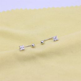 Stud Earrings ZFSILVER Fashion S925 Sterling Silver Korean Diamond-set Four Flower Screw Ball Earring Jewellery For Women Charm Party Gift