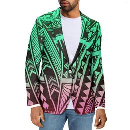 Men's Suits Polynesian Tribal Hawaiian Totem Tattoo Hawaii Prints Men Slim Fit Fashion Blazer Suit Coat High Quality Long Sleeve Officewear