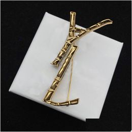 Pins Brooches Fashion Designer Broochs For Women Luxury Brooch Gold Jewelry Dress Accessory Mens Bamboo Joint Breastpin Leency Bros Dh1Xe