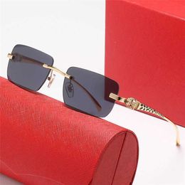 52% OFF Wholesale of New men's leopard head frameless square trendy metal sunglasses flat glasses