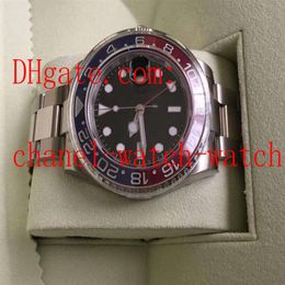 Topselling Men's Sport Watch 18K WHITE Gold GMT Black dial 40MM 116719 PEPSI BEZEL RED BLUE Asia 2813 Movement Automatic Mens2801