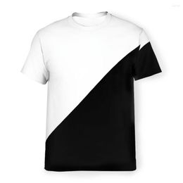 Men's T Shirts Diagonal Half White And Black Polyester TShirts Colour Men Harajuku Tops Thin Shirt Round Neck