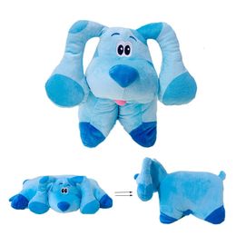 Stuffed Plush Animals 45x35cm blue lead and you Plush Pillow Cute Blue Dog Plush Fill Pad Blue Reminder for Beanbag Children's Soft Plush Doll 230728