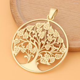 Pendant Necklaces 1pc/Lot Matte Gold Colour Large Tree Charms Pendants For DIY Necklace Jewellery Making Findings Accessories