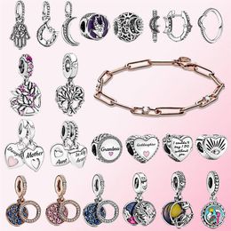 Fahmi 2022 Winter 925 Silver Necklaces Sparkling Crescent Moon Heart Family Tree Charm Ring Earring Link Chain & Stones Bracelet298Y