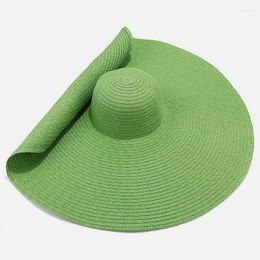 Wide Brim Hats Large Straw Hat Women Beach Big Ladies Summer 2023 UV Protection Foldable Sun Shade Cap Sunhat