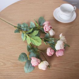 Decorative Flowers Beautiful INS Color Floral Wedding Rose Artificial Bouquet Table Home Decoration Christmas Garden Living Room Decor