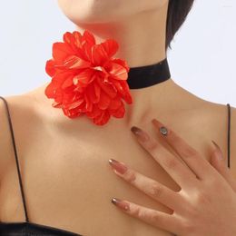 Choker DIEZI Fashion Elegant Big Flower Necklace For Women Girls Black Velvet Rope Chain Chunky Gift Y2K Jewellery