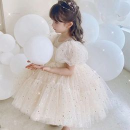 Girl's Dresses Baby 1st Birthday Baptism Dress for Girl Puff Sleeve Cute Toddler Kids Star Sequin Princess Dress Wedding Party Girls Dresses 230729