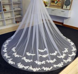 Bridal Veils GY Real Po White Lace Sequins Edge Appliqued Cathedral Wedding Veil One Layer With Comb 3m.4m.5m