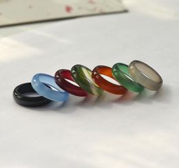 Fashion tail ring chalcedony Rings Jade Agate Women's ring black pink green white red