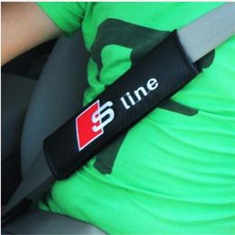 2PCS Pair Car Safety Seat Belt Cover S line RS Logo Soft Strap Protector Cover for Audi A3 A4 A5 A6 Q3 Q5 Q7 Car Styling227b