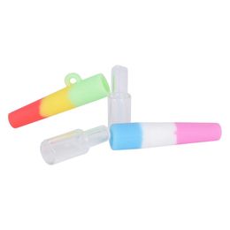 New Mini Colorful Silicone Glass Pipes Dry Herb Tobacco Filter Handpipes Portable Removable Easy Clean Catcher Taster Bat One Hitter Smoking Cigarette Holder Tips